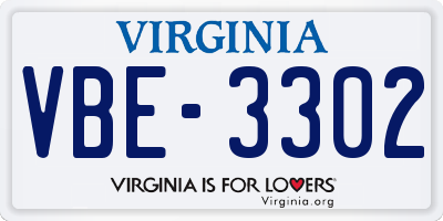 VA license plate VBE3302