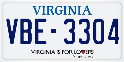 VA license plate VBE3304