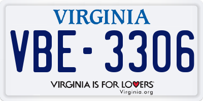 VA license plate VBE3306
