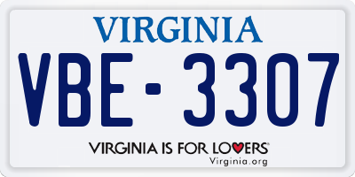 VA license plate VBE3307