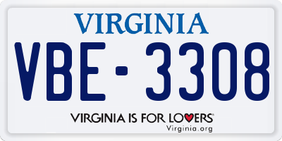 VA license plate VBE3308