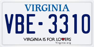 VA license plate VBE3310