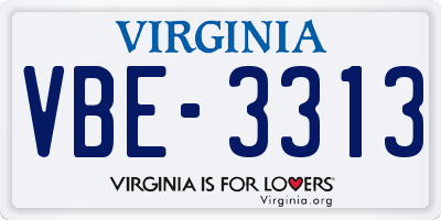 VA license plate VBE3313