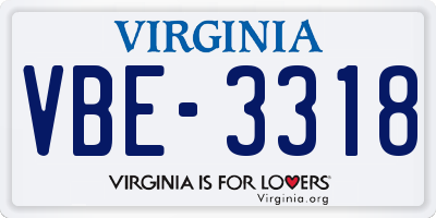 VA license plate VBE3318