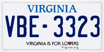 VA license plate VBE3323