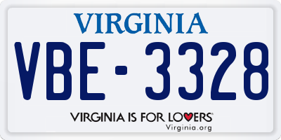 VA license plate VBE3328