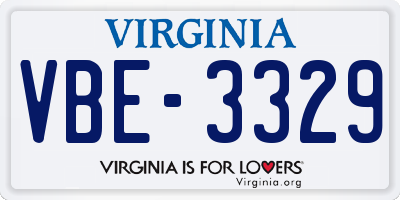 VA license plate VBE3329
