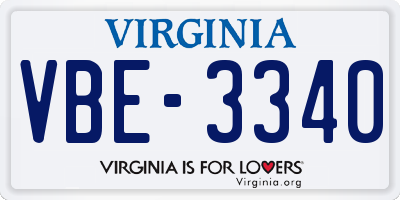 VA license plate VBE3340