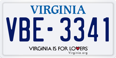 VA license plate VBE3341