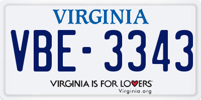 VA license plate VBE3343
