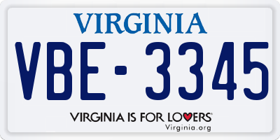 VA license plate VBE3345