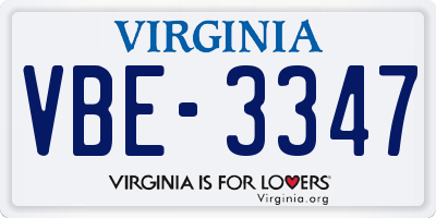 VA license plate VBE3347