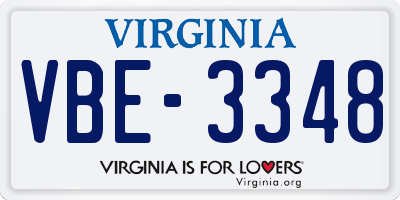 VA license plate VBE3348