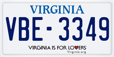 VA license plate VBE3349