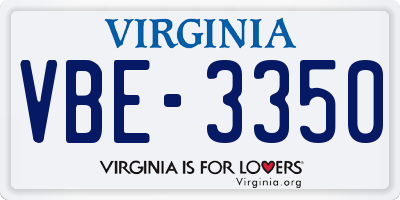 VA license plate VBE3350