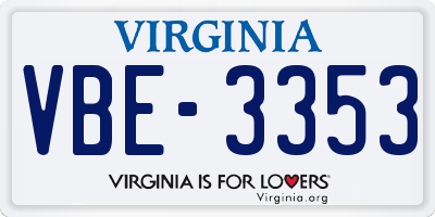 VA license plate VBE3353