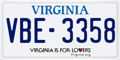 VA license plate VBE3358