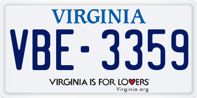 VA license plate VBE3359