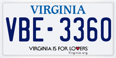 VA license plate VBE3360
