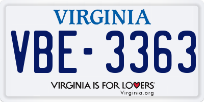 VA license plate VBE3363