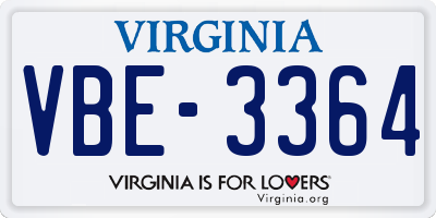 VA license plate VBE3364