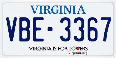 VA license plate VBE3367