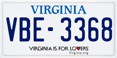 VA license plate VBE3368