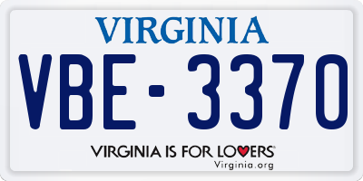 VA license plate VBE3370