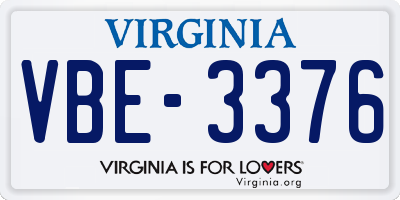 VA license plate VBE3376