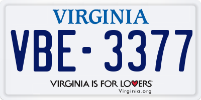 VA license plate VBE3377