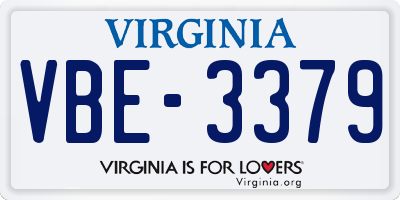 VA license plate VBE3379