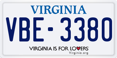 VA license plate VBE3380