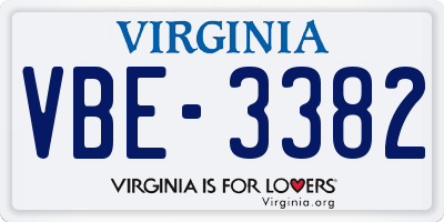 VA license plate VBE3382