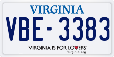 VA license plate VBE3383