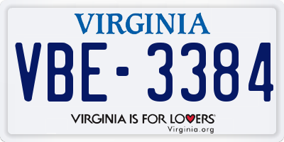 VA license plate VBE3384