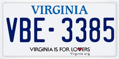 VA license plate VBE3385