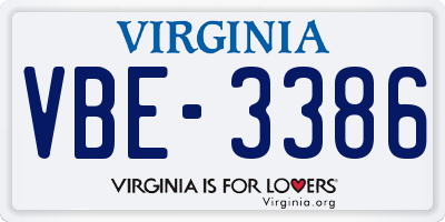 VA license plate VBE3386