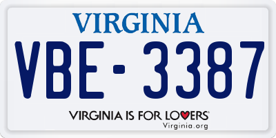 VA license plate VBE3387