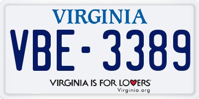 VA license plate VBE3389
