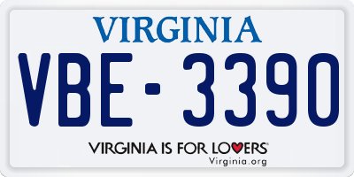 VA license plate VBE3390