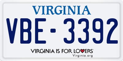 VA license plate VBE3392