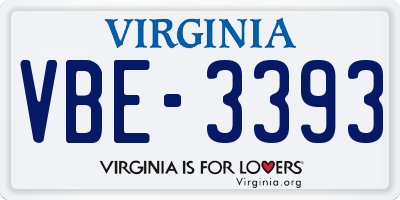VA license plate VBE3393