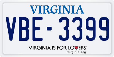 VA license plate VBE3399