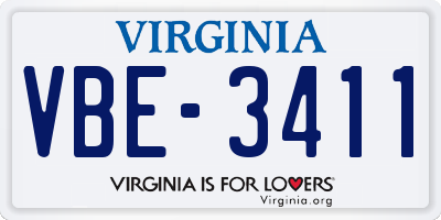 VA license plate VBE3411