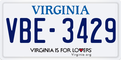VA license plate VBE3429
