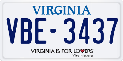 VA license plate VBE3437