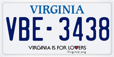 VA license plate VBE3438
