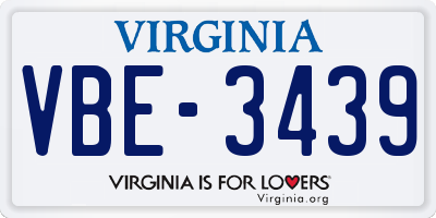 VA license plate VBE3439