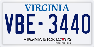 VA license plate VBE3440