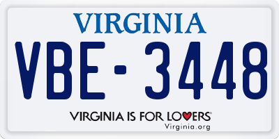 VA license plate VBE3448